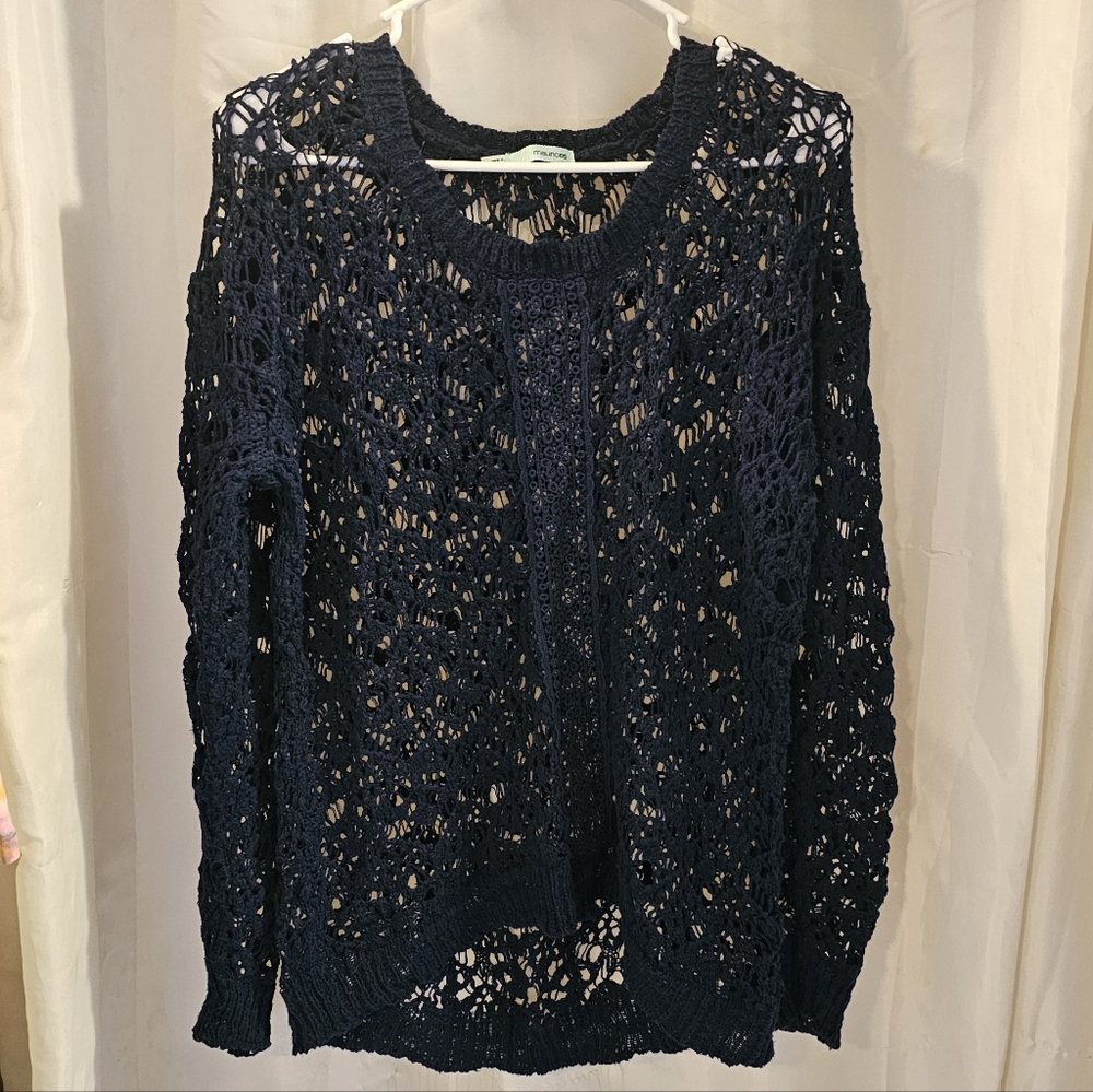 Maurices Navy Blue Open-Knit Sweater